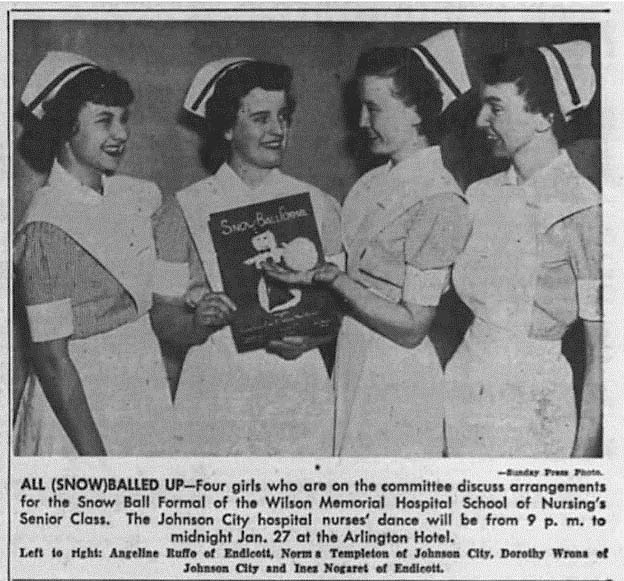 Wilson Hospital School of Nursing Senior Class Members - January 22, 1950 (From Press and Sun Bulletin)